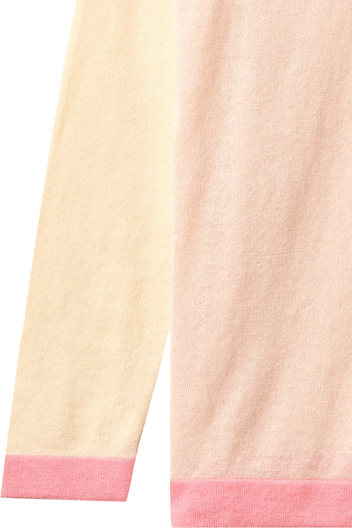 Light Knitted Color Block T-Shirt Ls - Pink Comb.