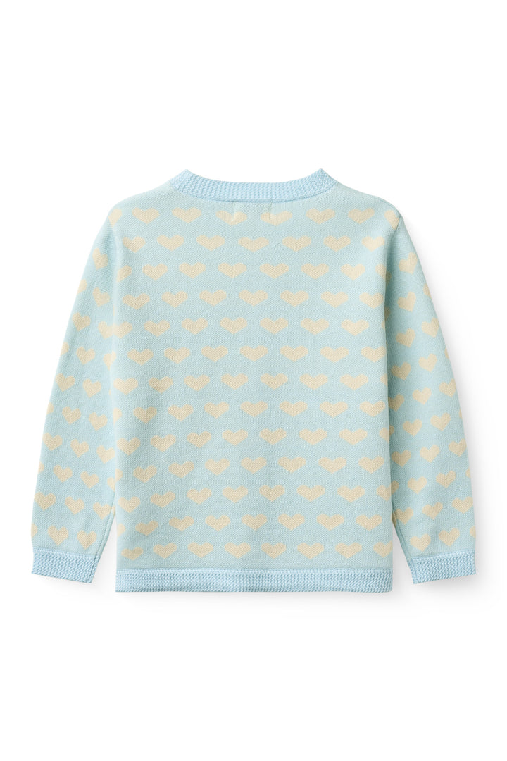 Heart Cardigan w. Crochet Edge - Ice Blue Comb.