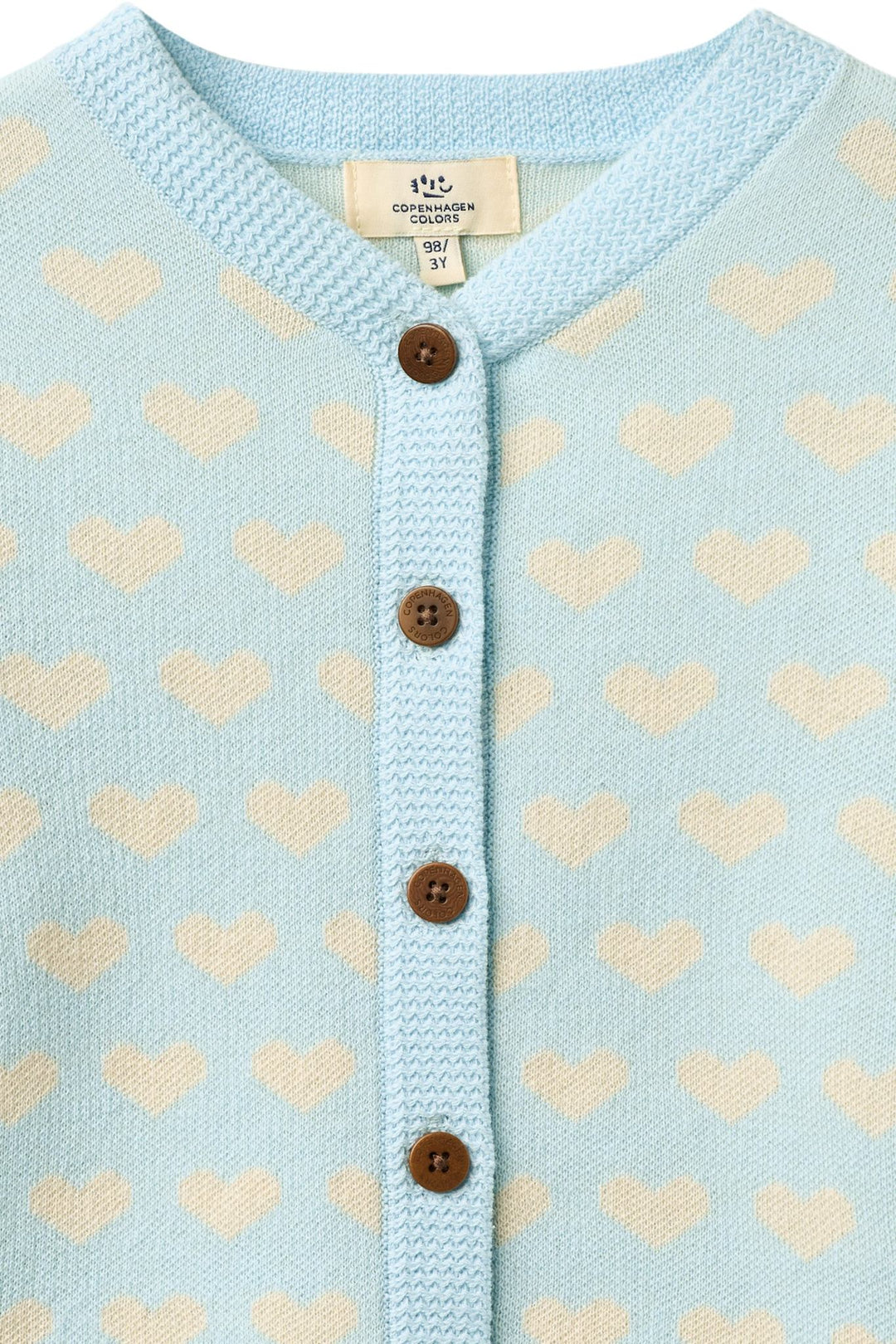 Heart Cardigan w. Crochet Edge - Ice Blue Comb.