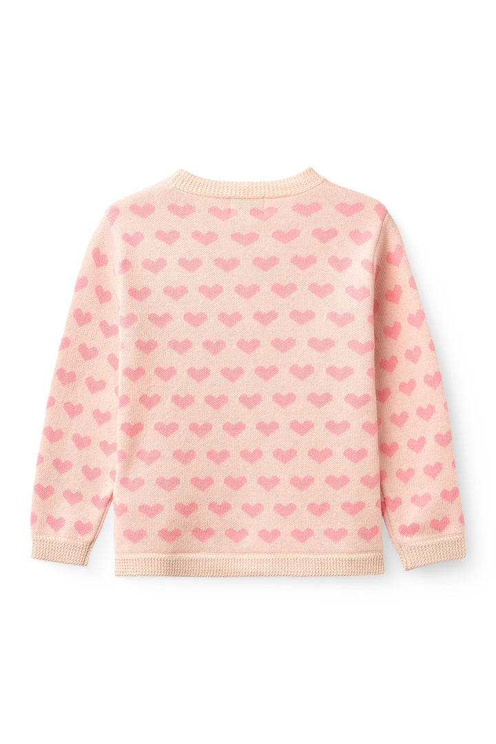 Heart Cardigan w. Crochet Edge - Pink Comb.