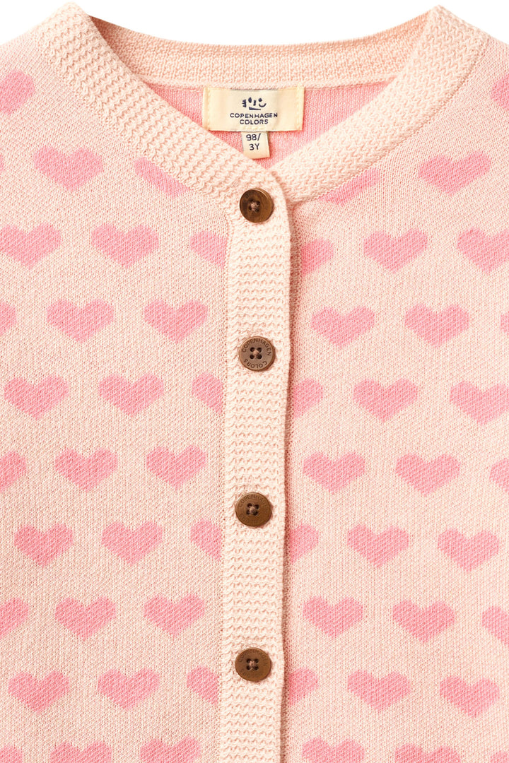 Heart Cardigan w. Crochet Edge - Pink Comb.