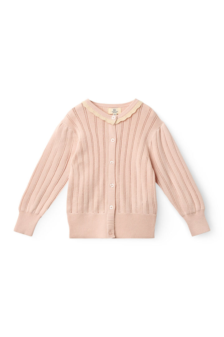 Knitted Pointelle Cardigan - Dusty Rose Comb.