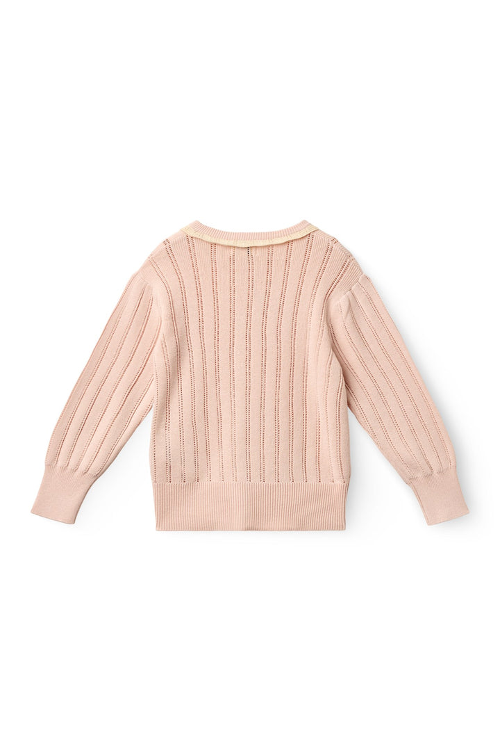 Knitted Pointelle Cardigan - Dusty Rose Comb.