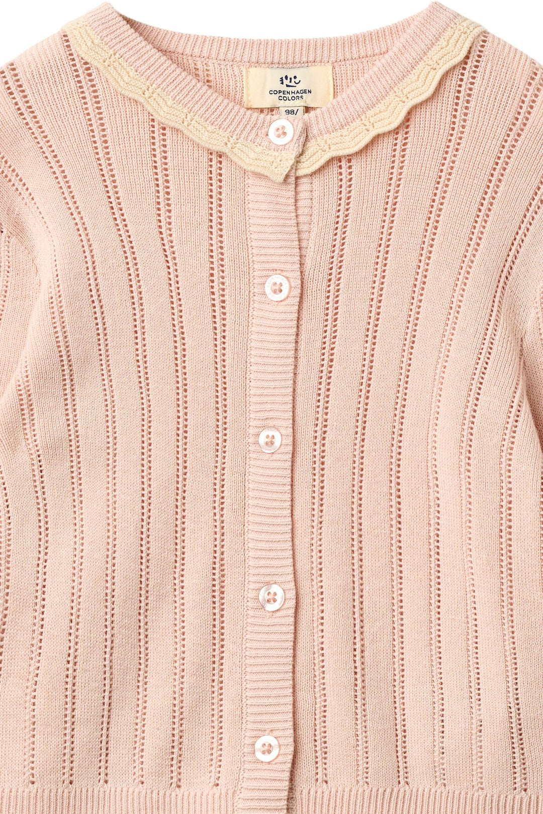 Knitted Pointelle Cardigan - Dusty Rose Comb.
