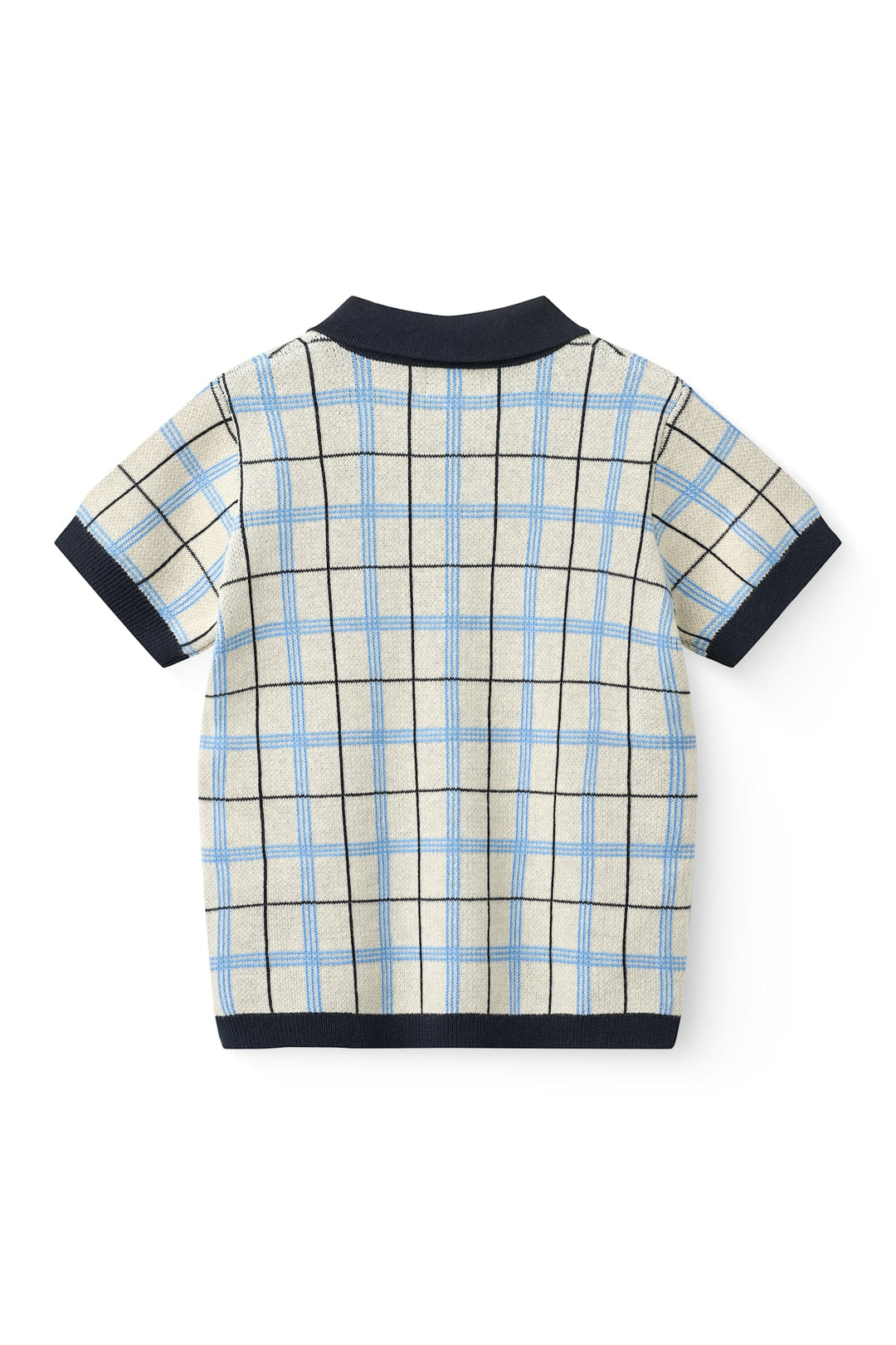 KNITTED CHECKERED POLO - NAVY COMB.