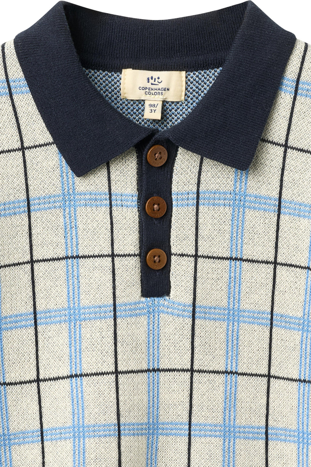 KNITTED CHECKERED POLO - NAVY COMB.