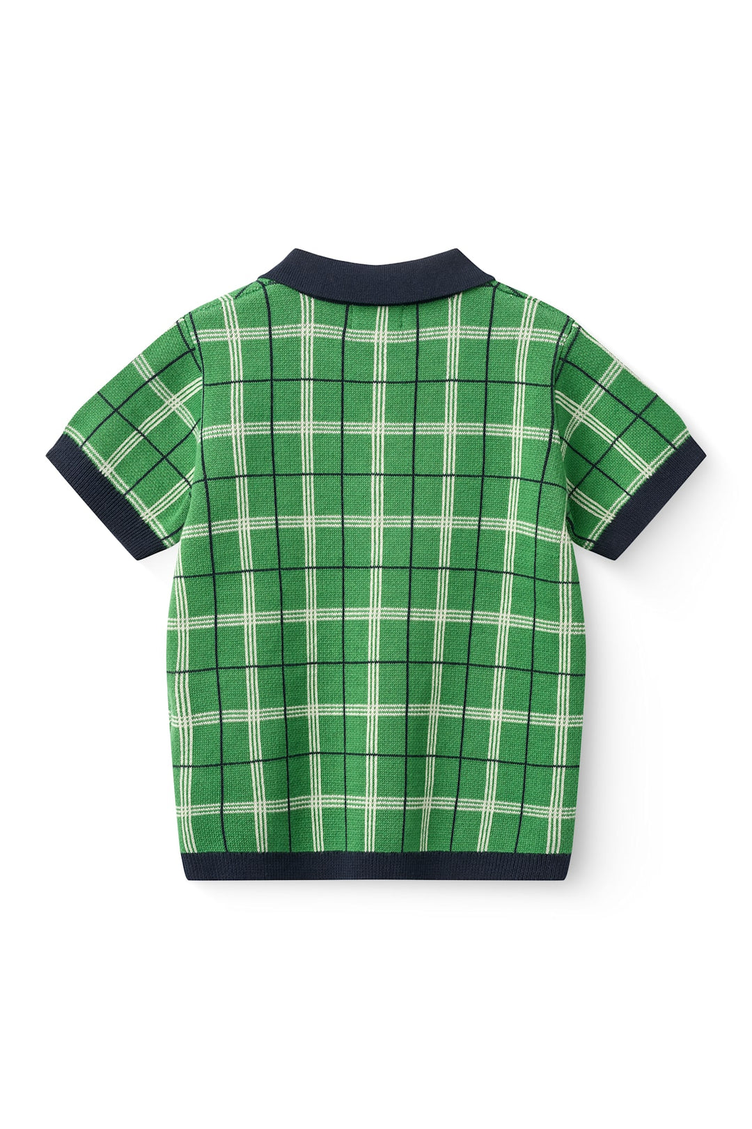 KNITTED CHECKERED POLO - GREEN COMB.