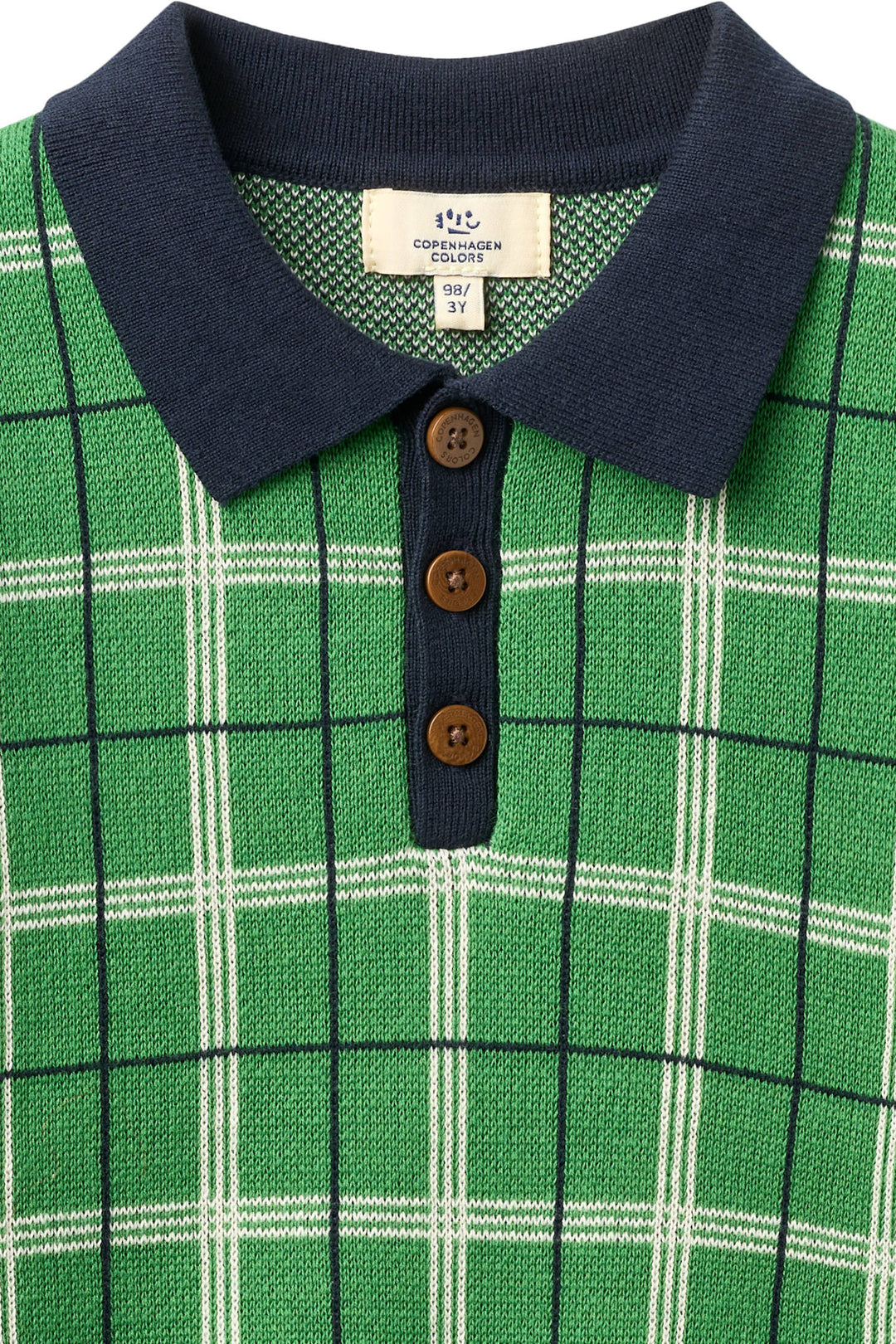 KNITTED CHECKERED POLO - GREEN COMB.