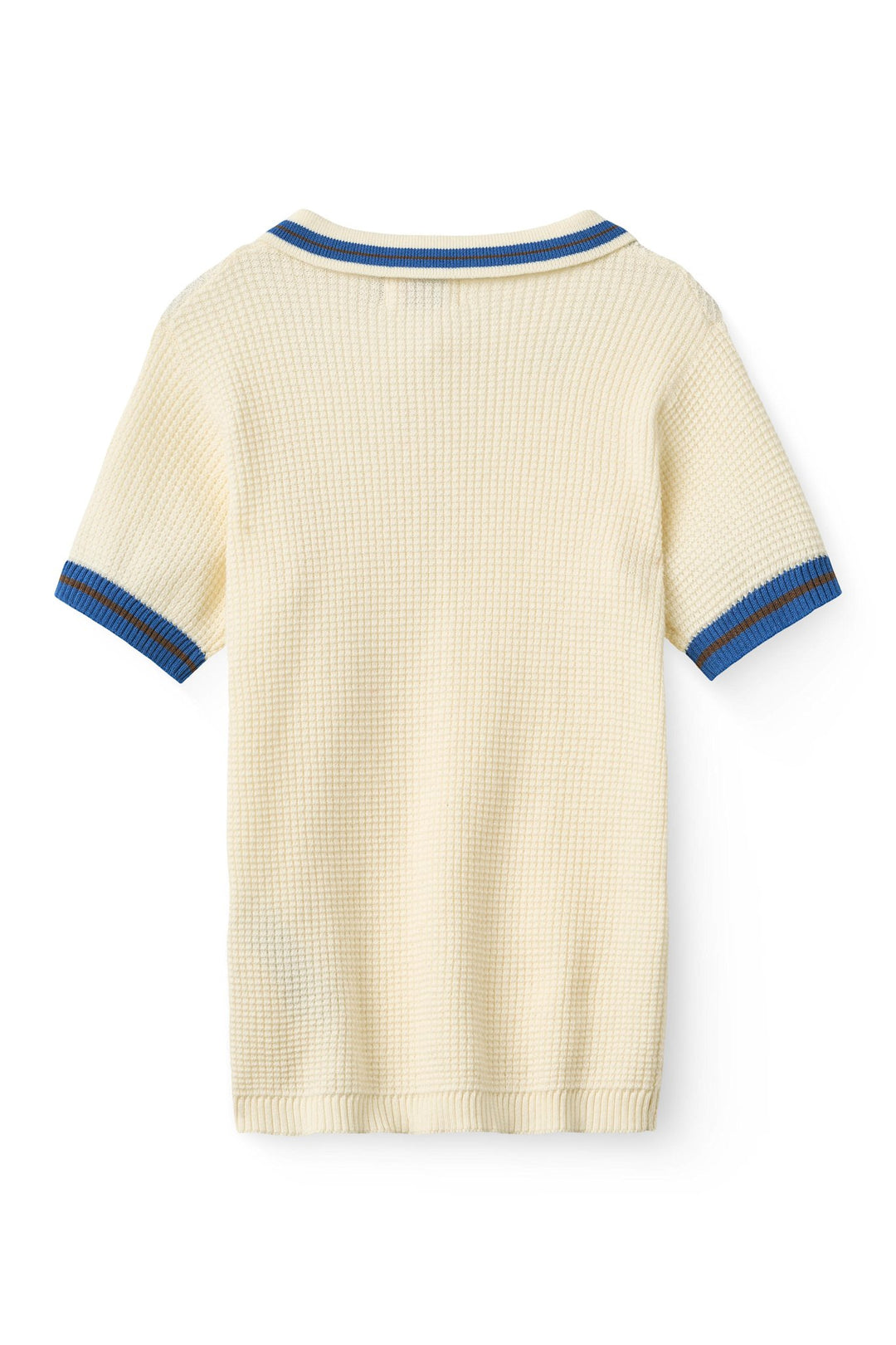 KNITTED PATTERN POLO - CREAM, BLUE, BROWN COMB.