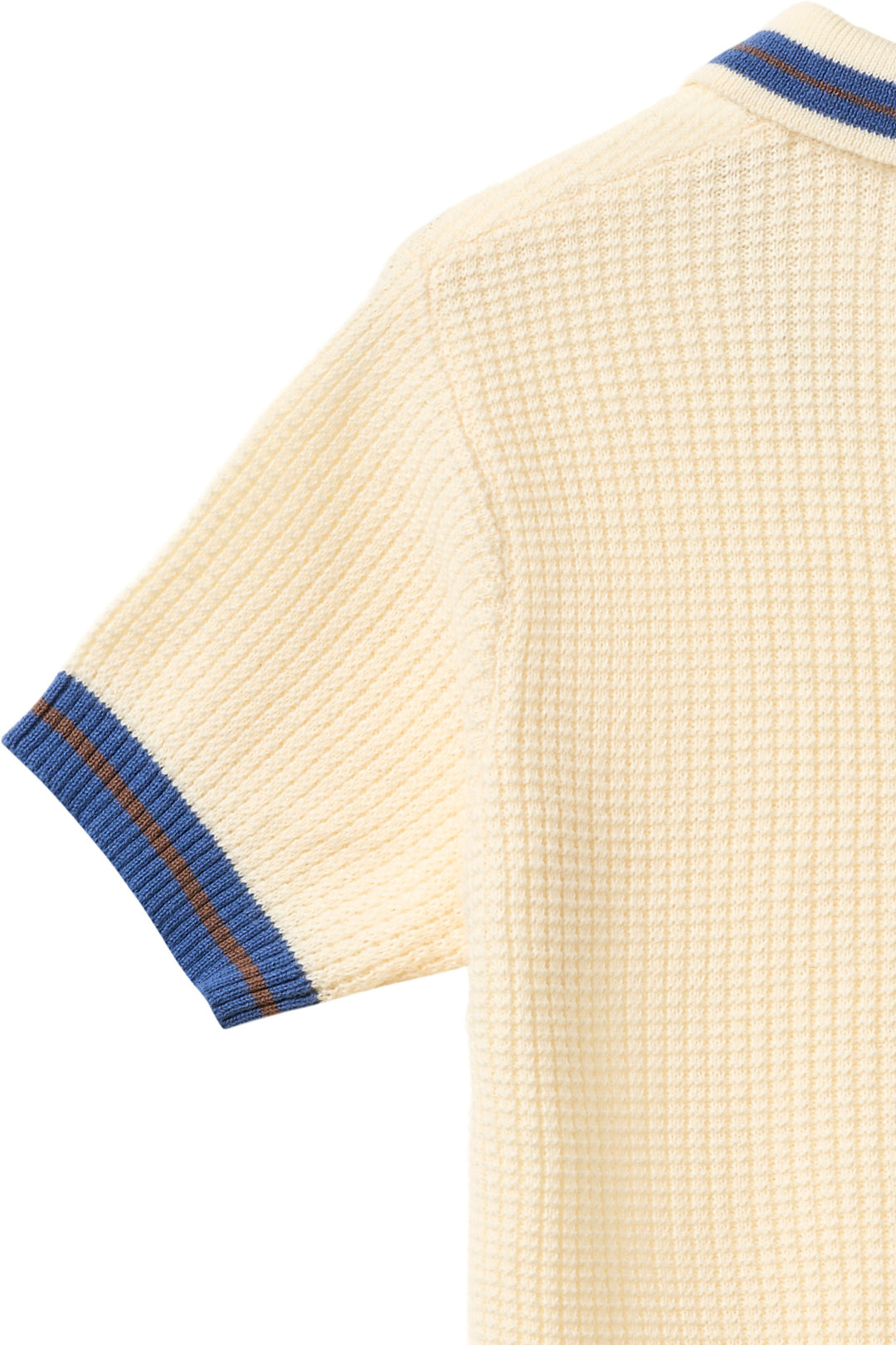KNITTED PATTERN POLO - CREAM, BLUE, BROWN COMB.