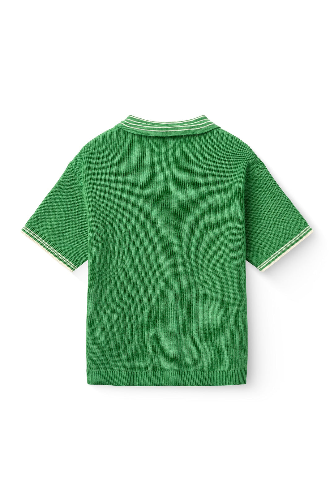 KNITTED PATTERN SHIRT W. CONTRAST - SHARP GREEN COMB.