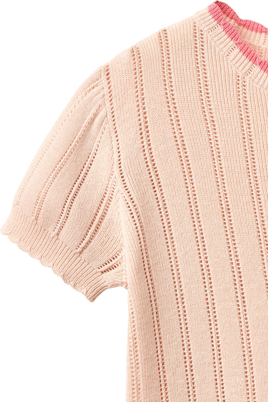 KNITTED POINTELLE SS BLOUSE - DUSTY ROSE