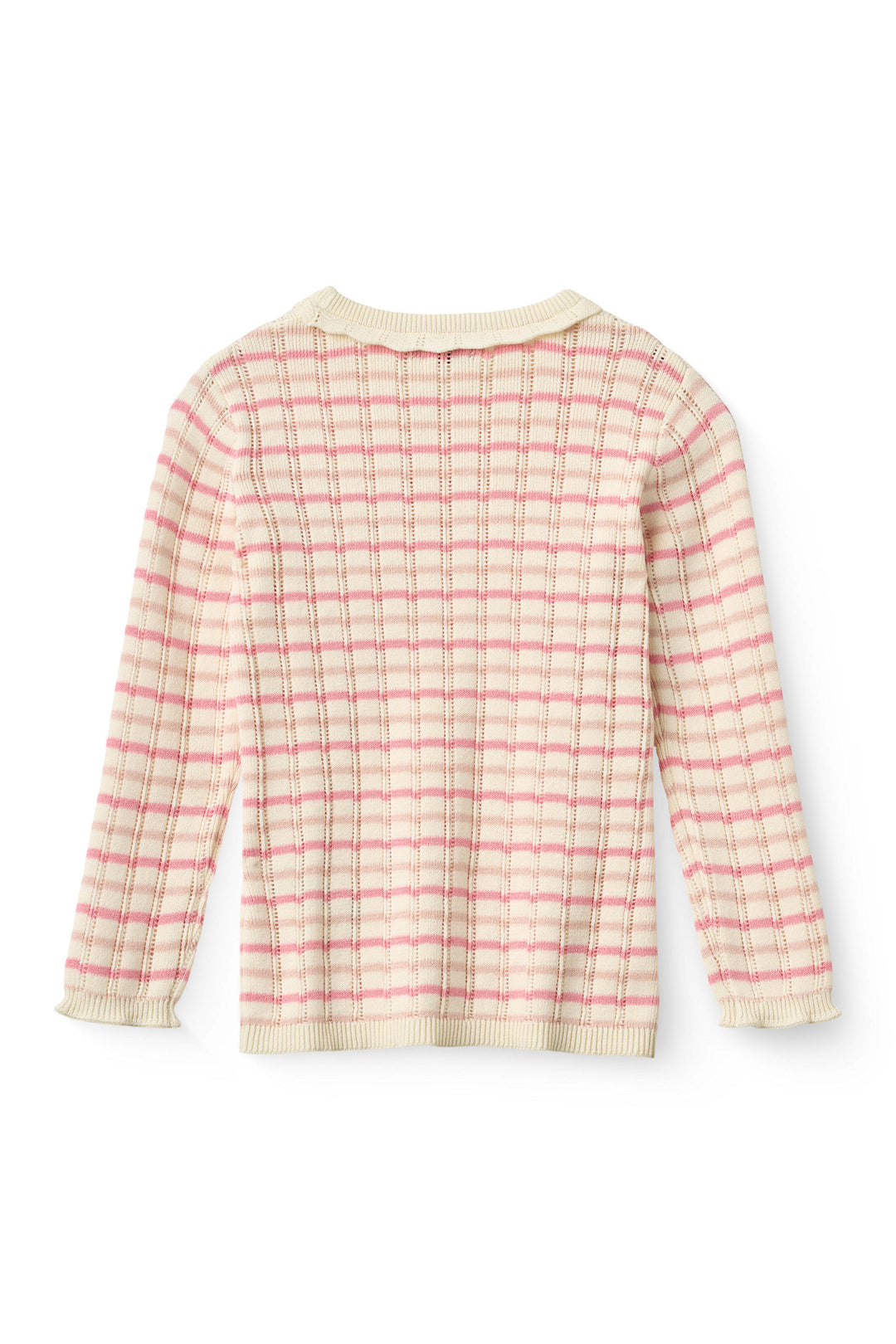 Knitted Stripe Pointelle Ls Blouse - Pink Comb.