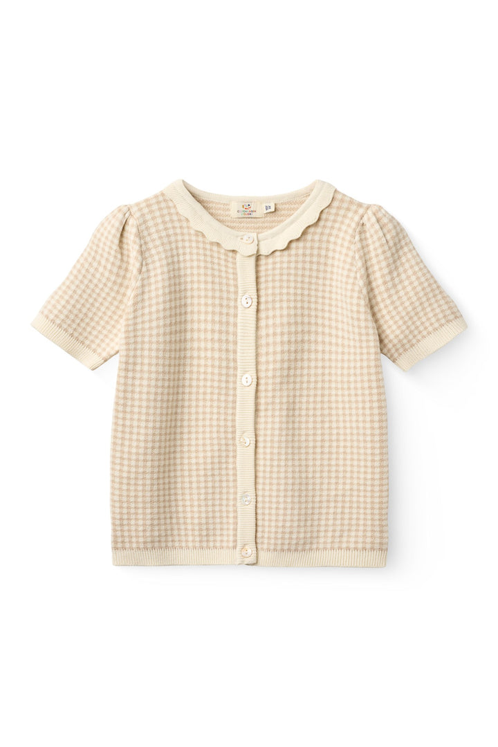 CHECK JACQUARD CARDIGAN - BEIGE CHECK