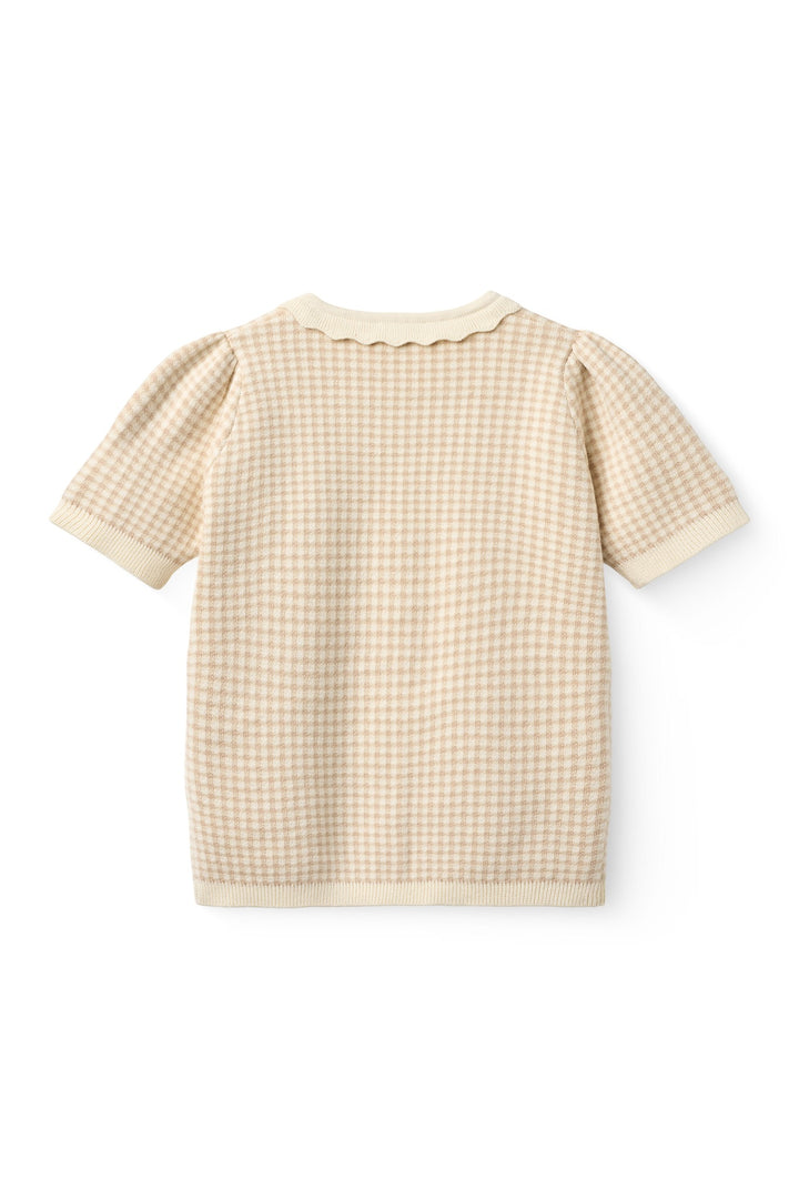 CHECK JACQUARD CARDIGAN - BEIGE CHECK