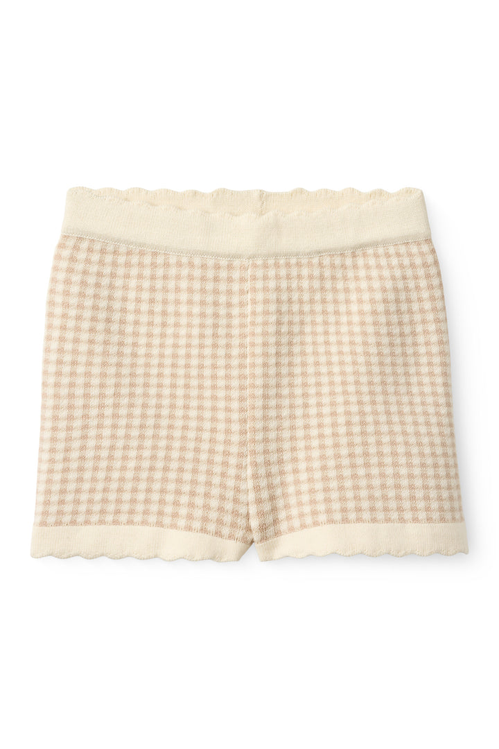 CHECK JACQUARD SHORTS - BEIGE CHECK
