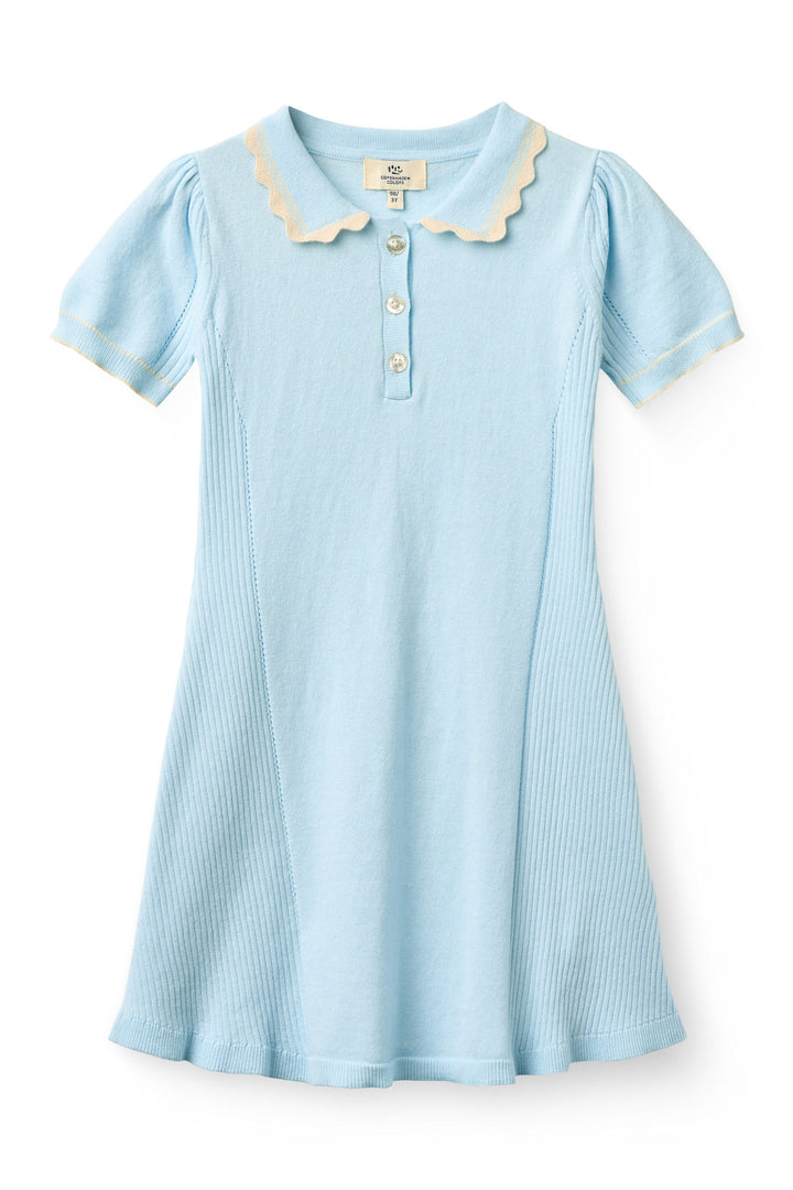 KNITTED PEPLUM DRESS - ICE BLUE COMB