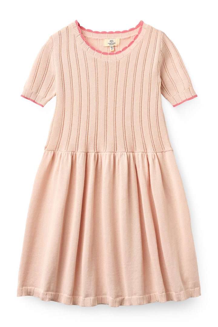 KNITTED POINTELLE DRESS - DUSTY ROSE COMB