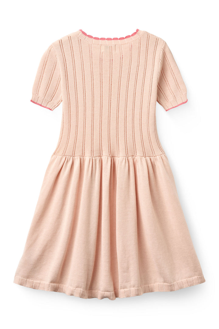 KNITTED POINTELLE DRESS - DUSTY ROSE COMB
