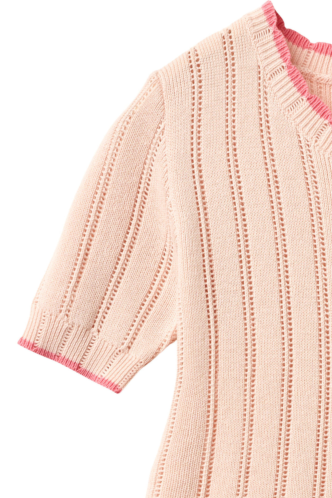 KNITTED POINTELLE DRESS - DUSTY ROSE COMB