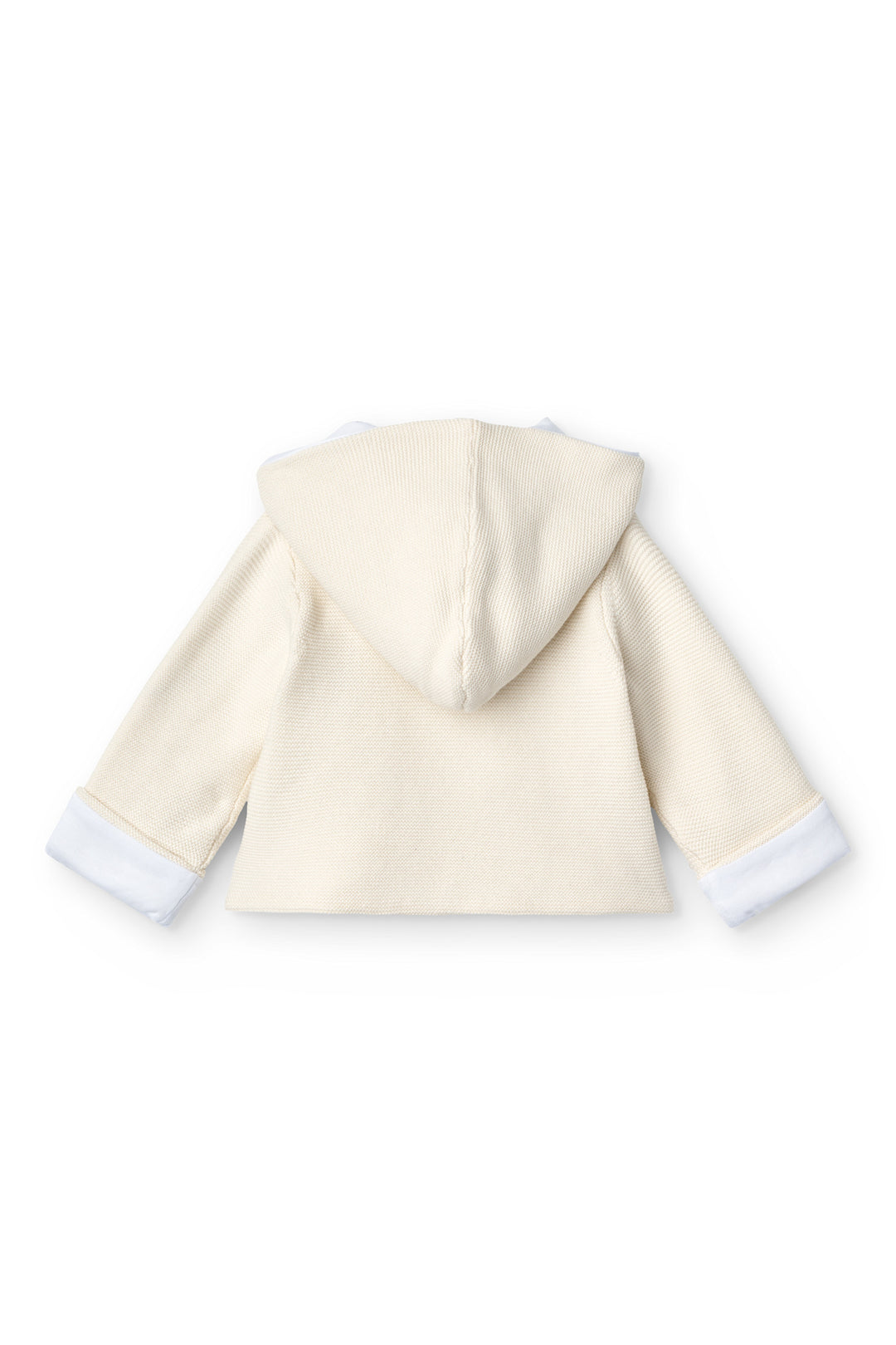 Padded Cotton Baby Jacket with Hood - Cream w. Beige