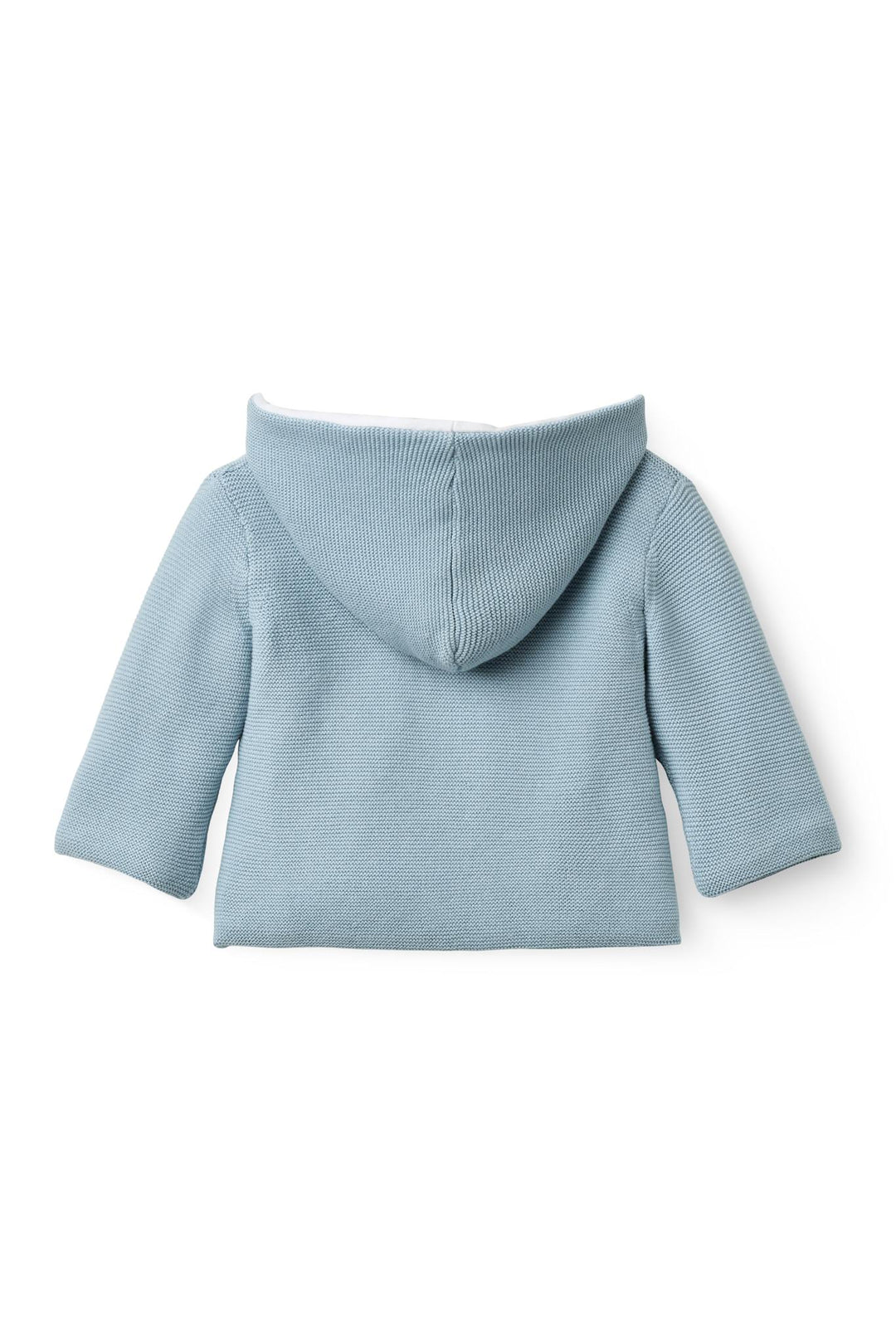COTTON BABY JACKET W. HOOD - DUSTY BLUE W CREAM