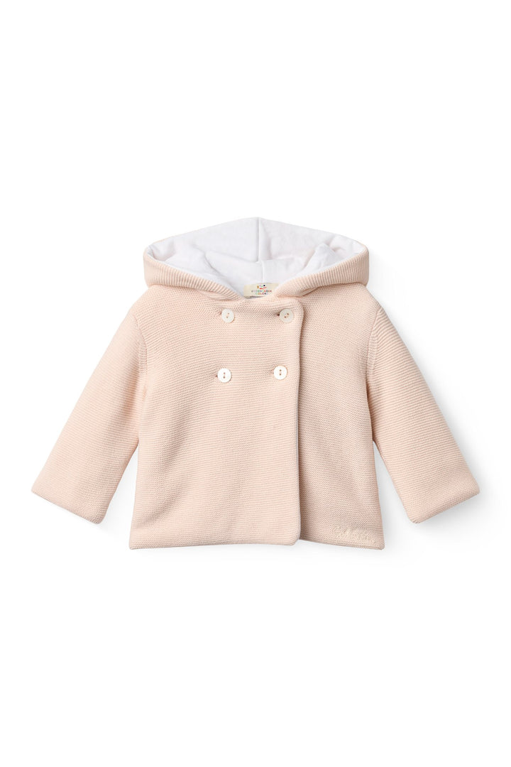 COTTON BABY JACKET W. HOOD - SOFT PINK W CREAM