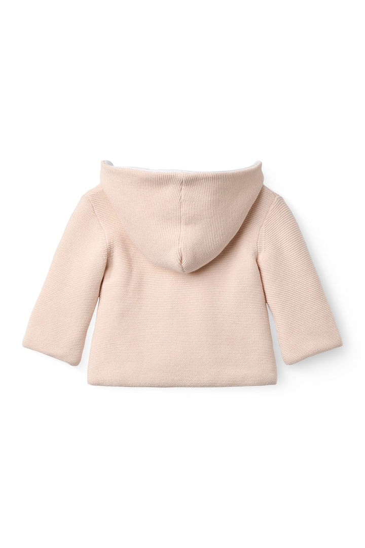 COTTON BABY JACKET W. HOOD - SOFT PINK W CREAM