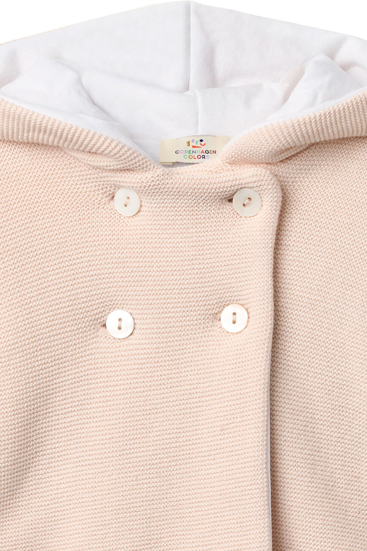 COTTON BABY JACKET W. HOOD - SOFT PINK W CREAM