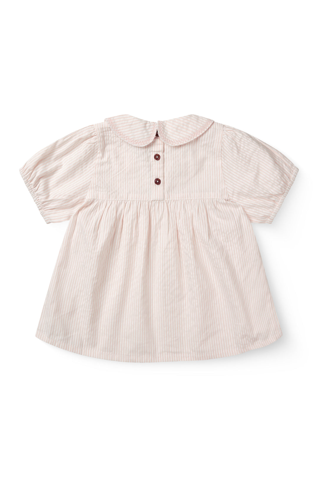 SEERSUCKER BLOUSE W. COLLAR - DUSTY ROSE W CREAM STRIPE