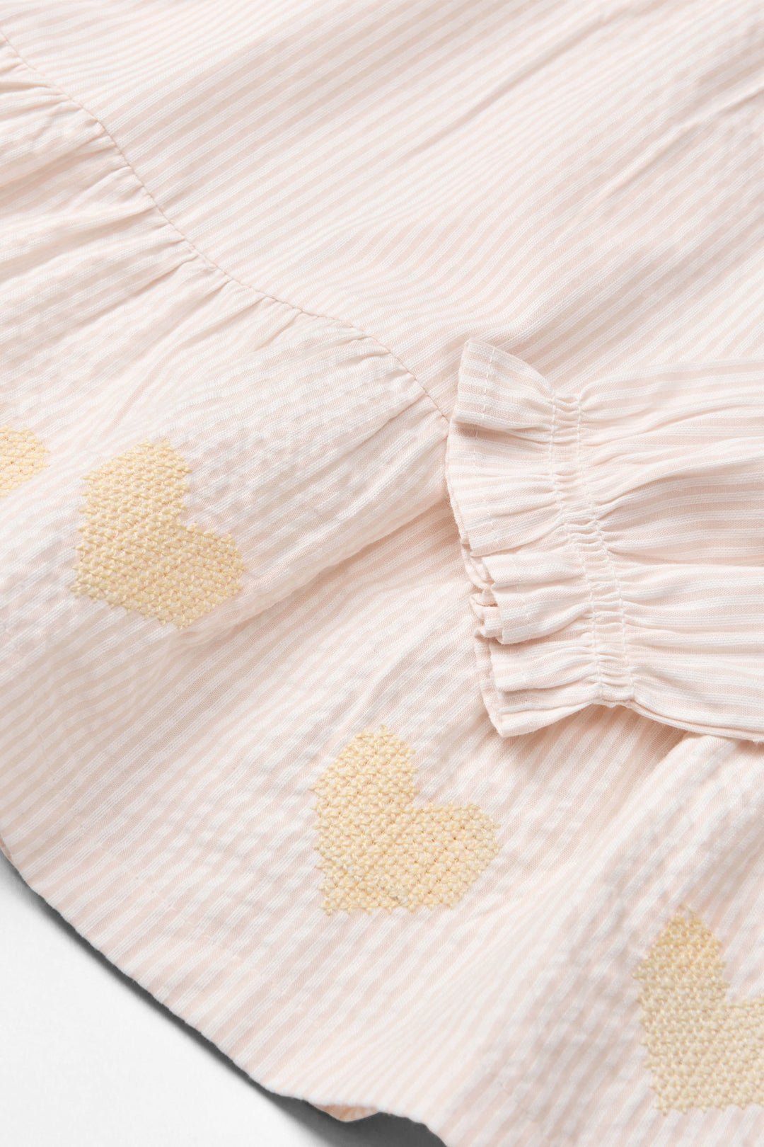 SEERSUCKER LS BLOUSE W. EMB. - DUSTY ROSE W CREAM STRIPE