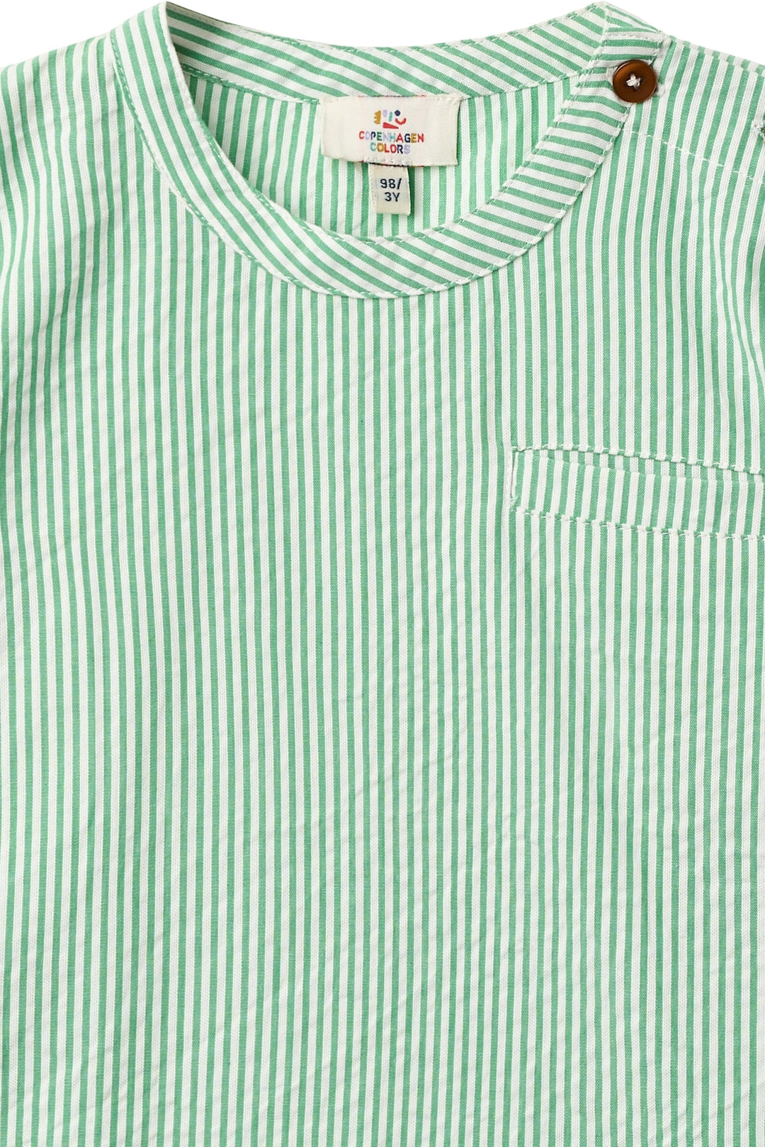 SEERSUCKER SS BLOUSE - SHARP GREEN W CREAM STRIPE