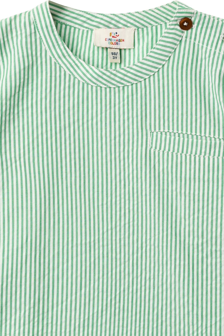 SEERSUCKER SS BLOUSE - SHARP GREEN W CREAM STRIPE