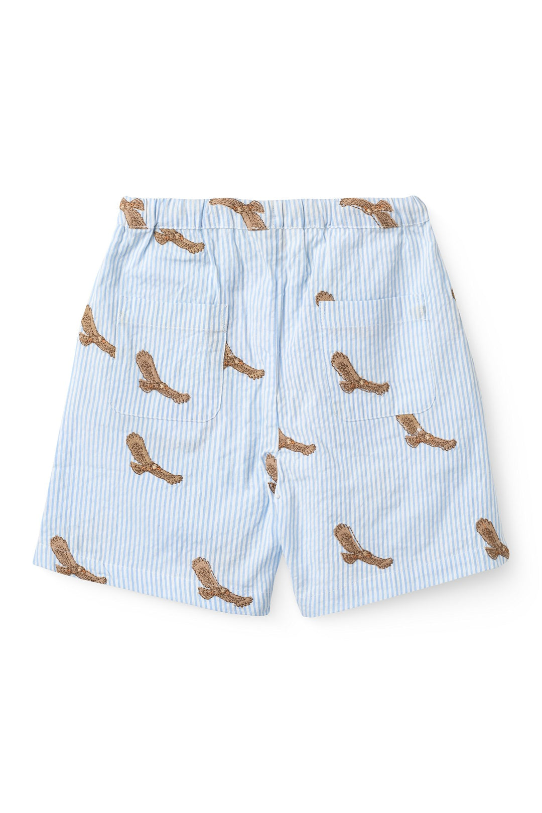 SEERSUCKER SHORTS W. EMB - SKY BLUE W CREAM STRIPE