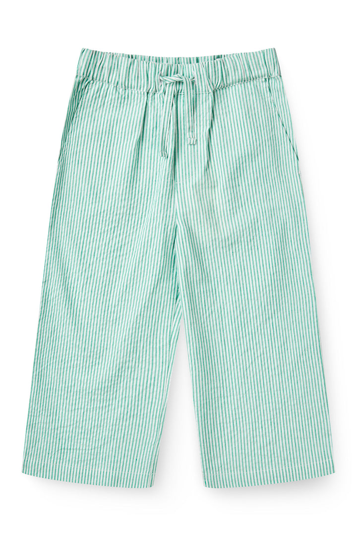SEERSUCKER PAJAMA PANTS - SHARP GREEN W CREAM STRIPE