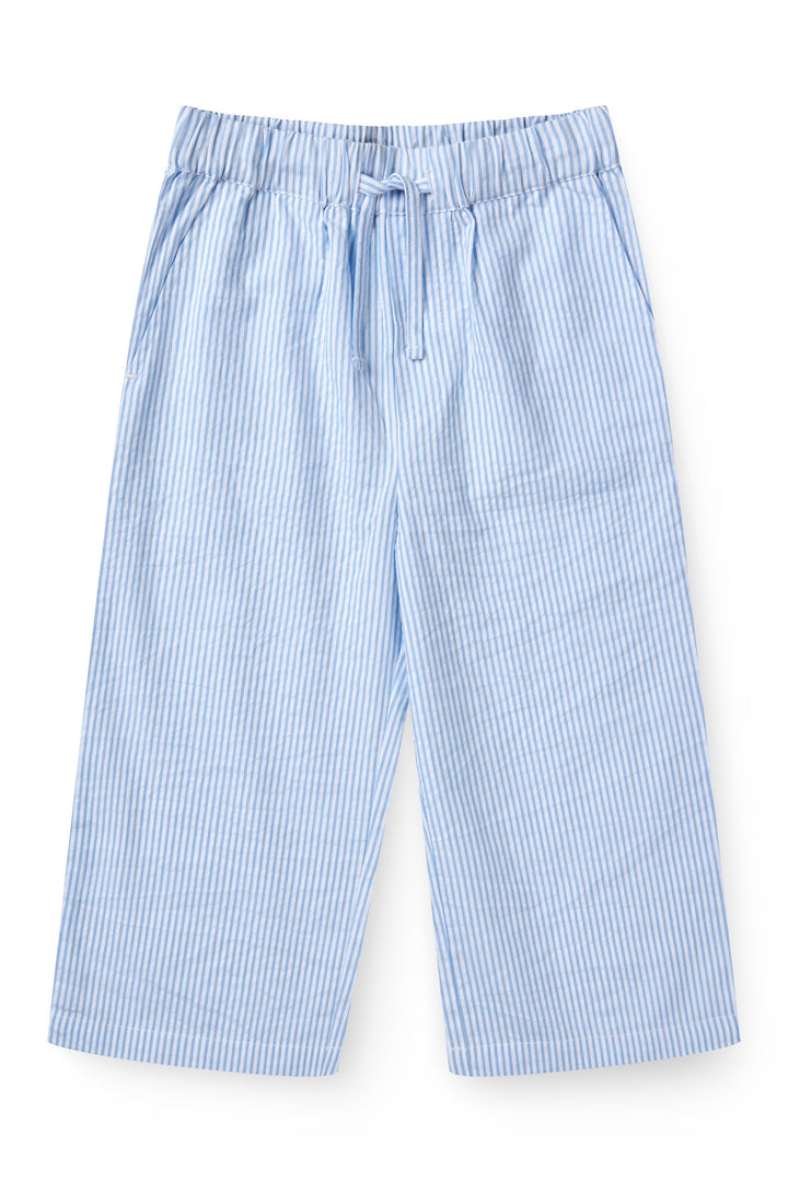 SEERSUCKER PAJAMA PANTS - SKY BLUE W CREAM STRIPE