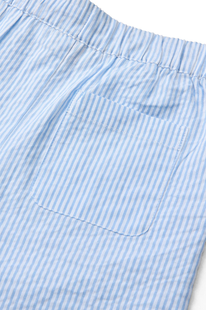 SEERSUCKER PAJAMA PANTS - SKY BLUE W CREAM STRIPE