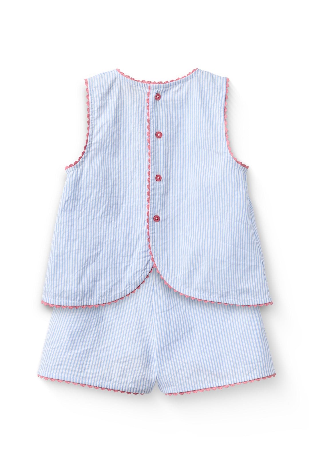 SEERSUCKER DECO SET - SKY BLUE W CREAM STRIPE