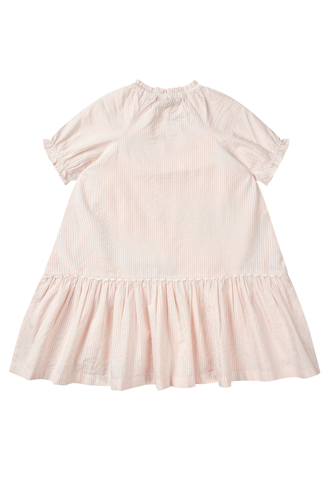 SEERSUCKER DRESS W. POCKETS - DUSTY ROSE W CREAM STRIPE