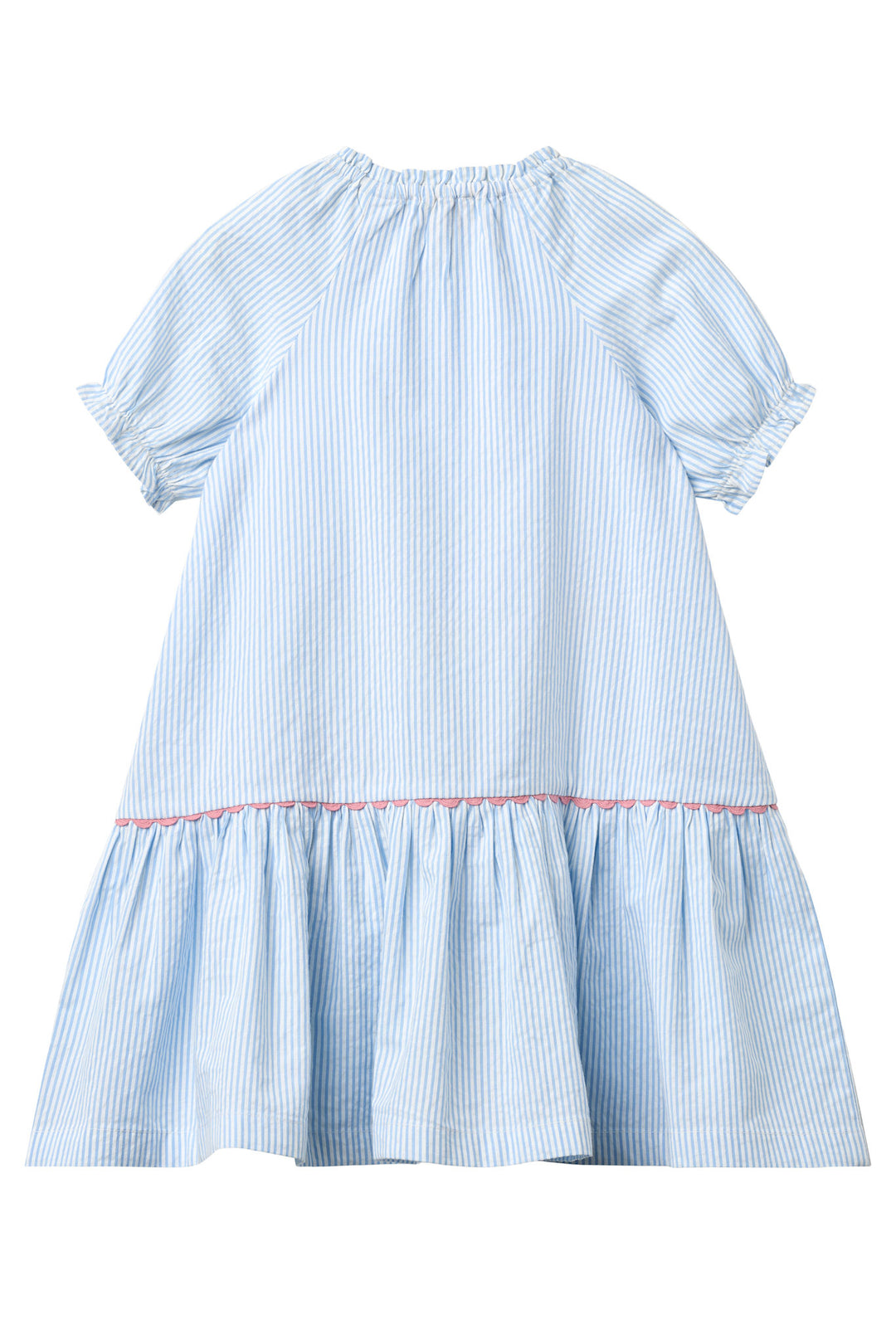 SEERSUCKER DRESS W. POCKETS - SKY BLUE W CREAM STRIPE