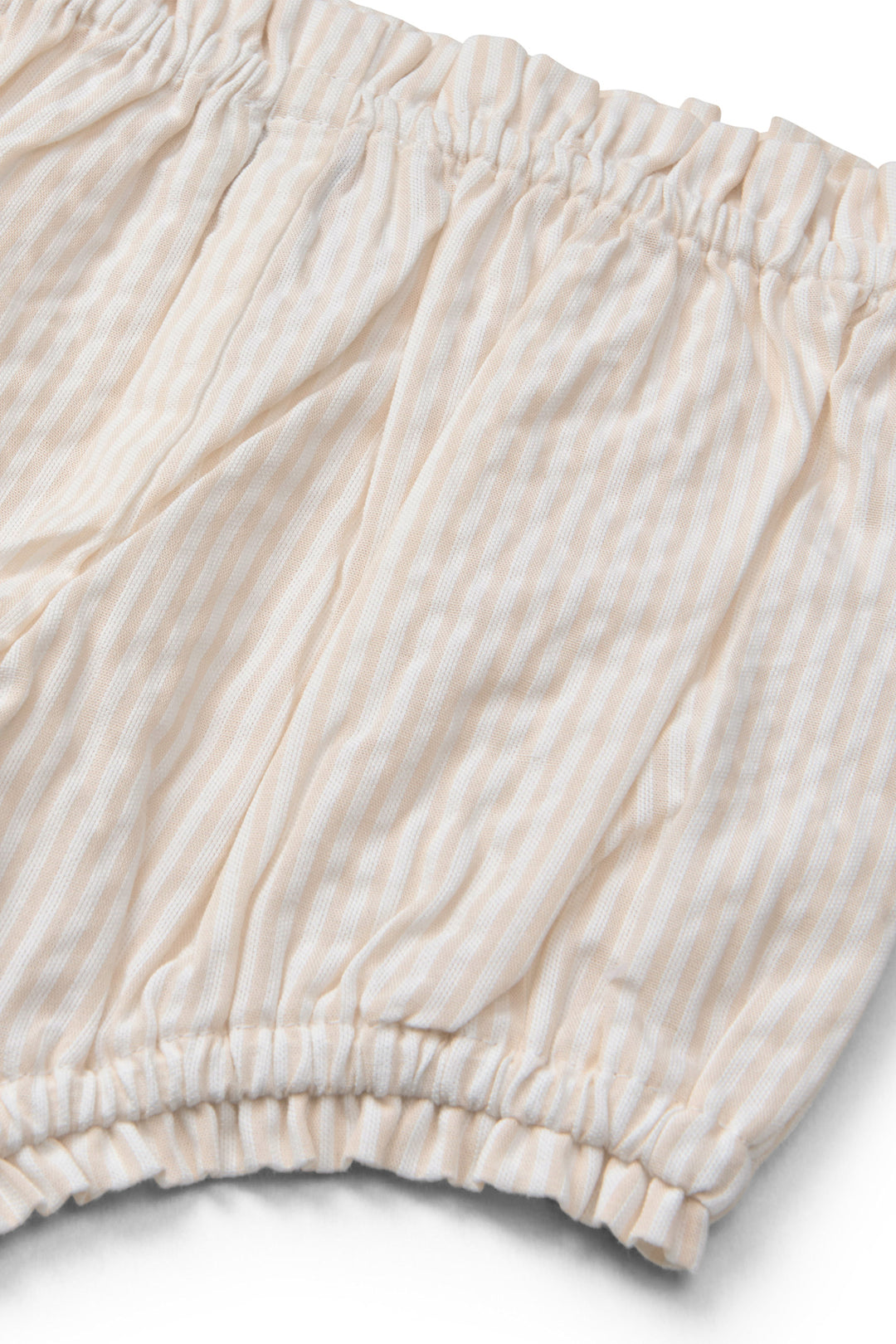 SEERSUCKER BABY-SET W. EMBROIDERY - DUSTY ROSE W CREAM STRIPE W. FLOWER