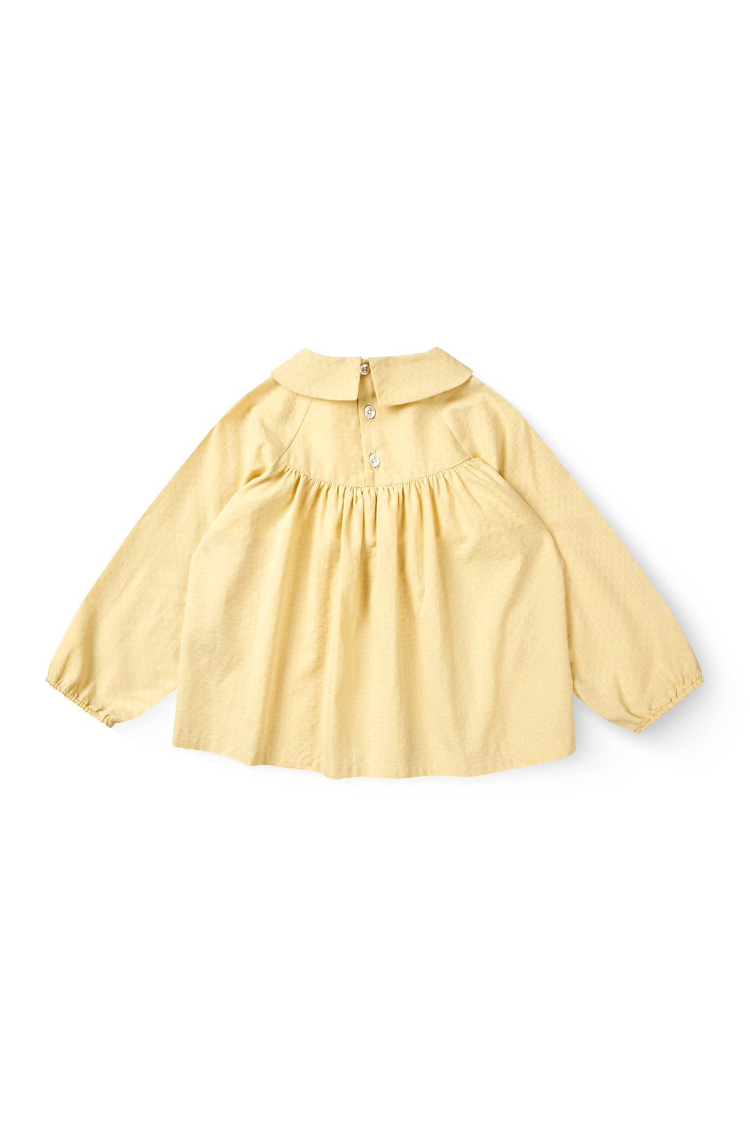 BLOUSE LS W. SMOCK EMB. - PALE YELLOW COMB.