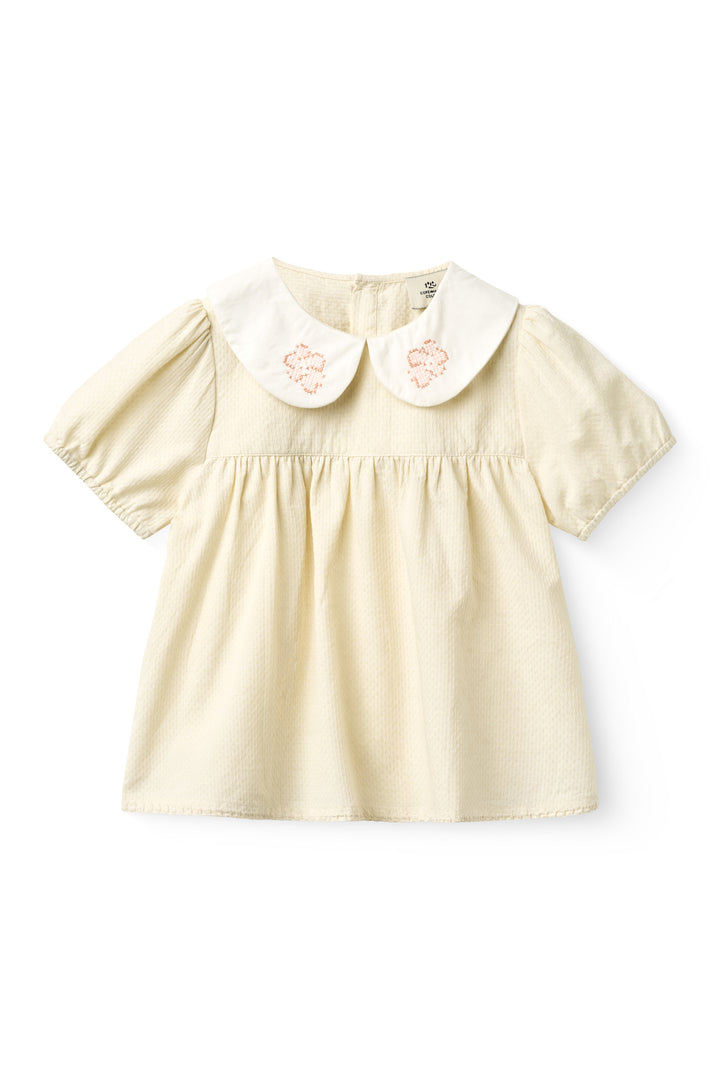 BLOUSE W. DECO EDGE - CREAM COMB.