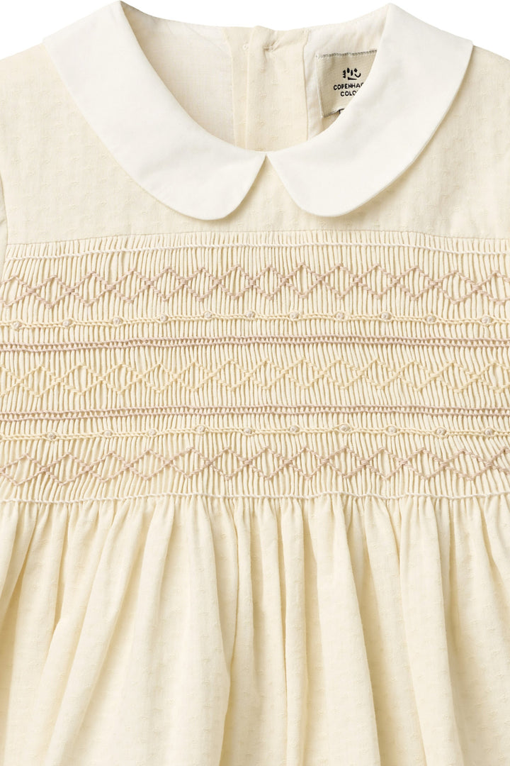 SMOCK DRESS W. EMB. - CREAM COMB.