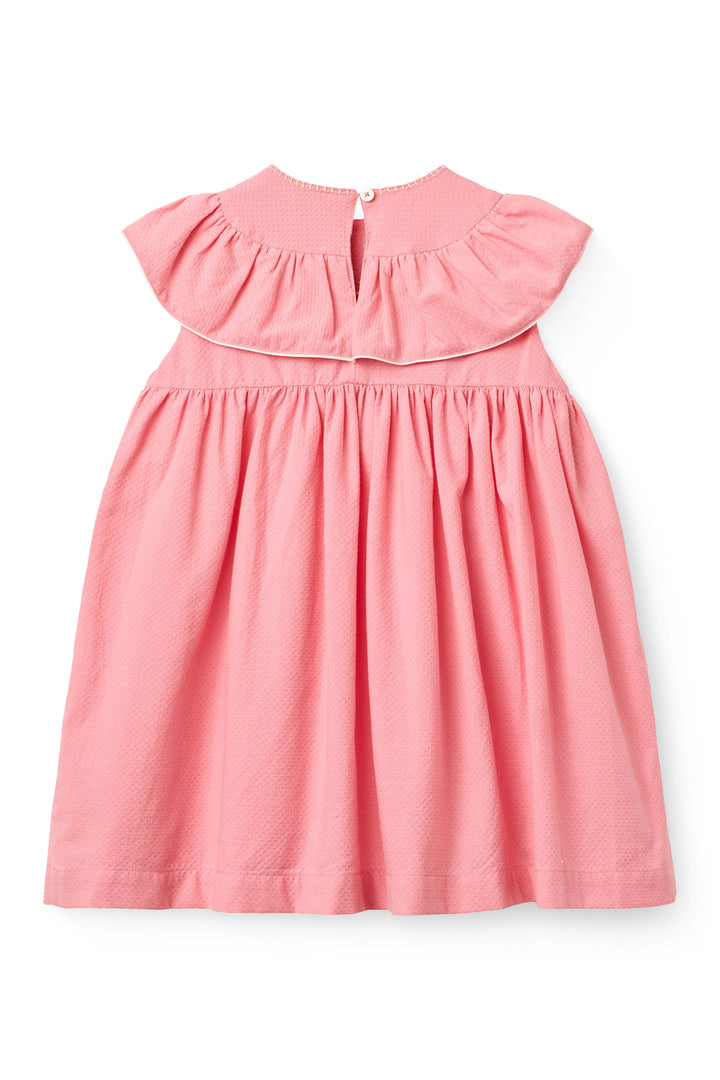 FRILL DRESS W. DECO EDGE - PINK COMB.