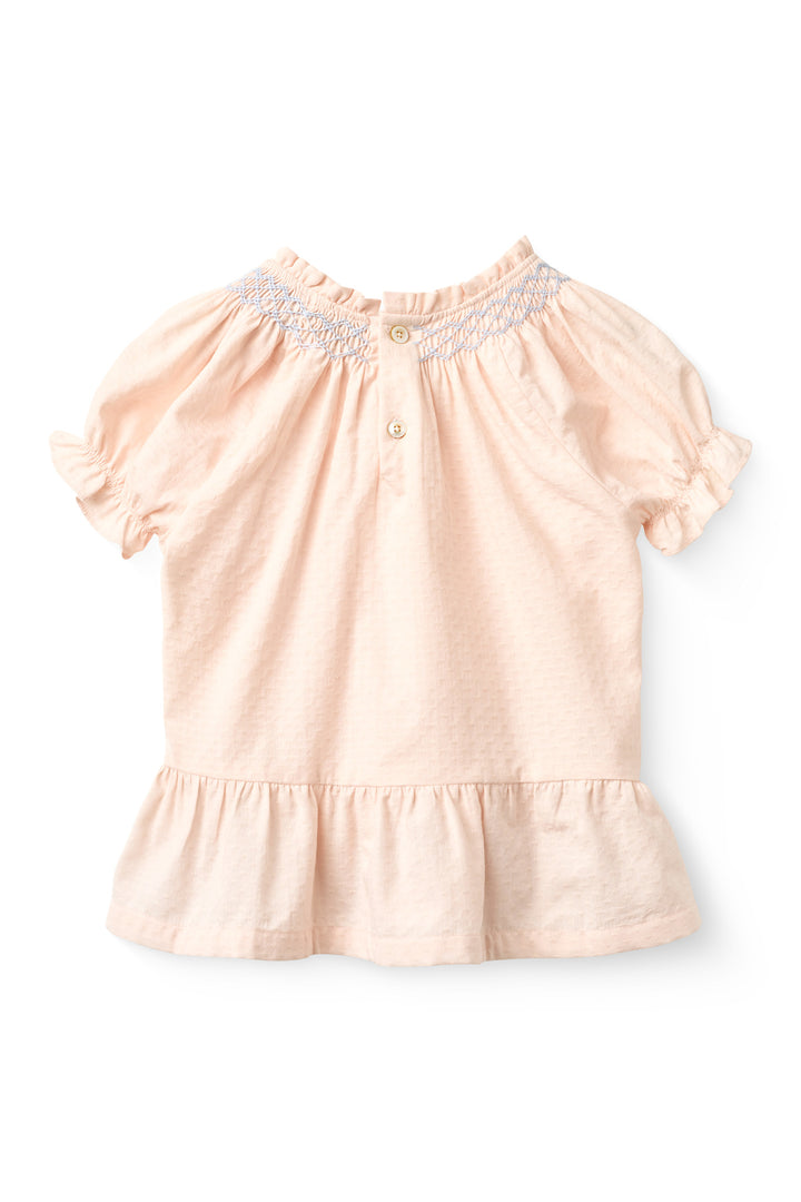 BLOUSE W. SMOCK W. EMB. - DUSTY ROSE COMB.
