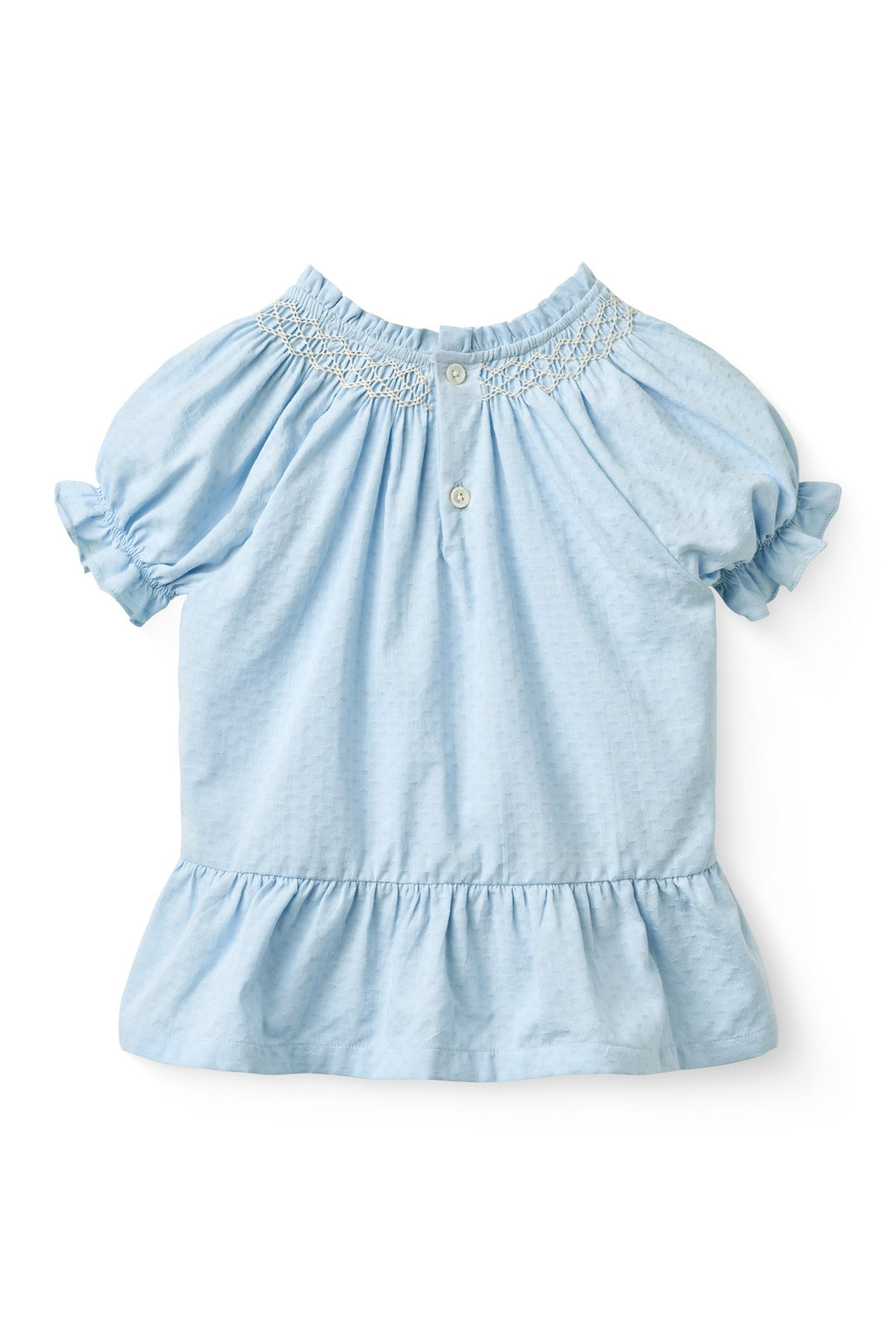 BLOUSE W. SMOCK W. EMB. - LT. BLUE COMB.