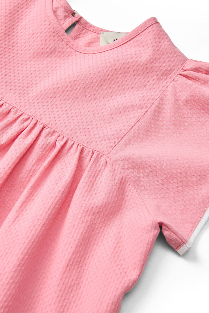 BLOUSE W. CONTRAST PIPING - PINK COMB.