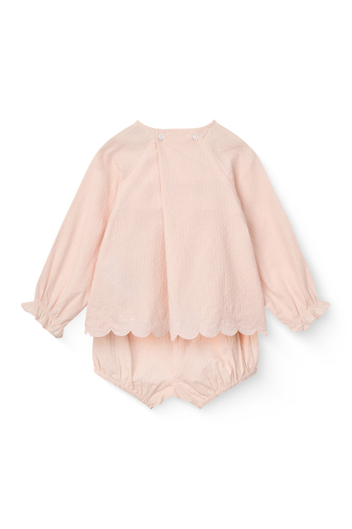 BLOUSE & BLOOMERS BABY SET - DUSTY ROSE COMB.