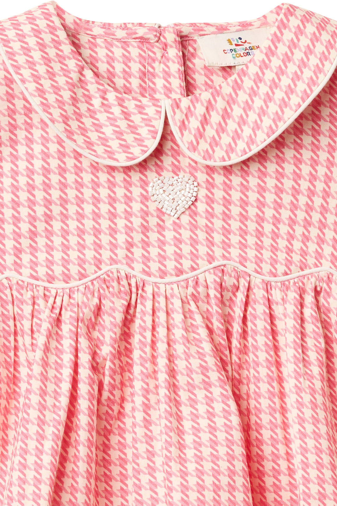 HOUNDSTOOTH SS BLOUSE W. COLLAR - PINK HOUNDSTOOTH MINI